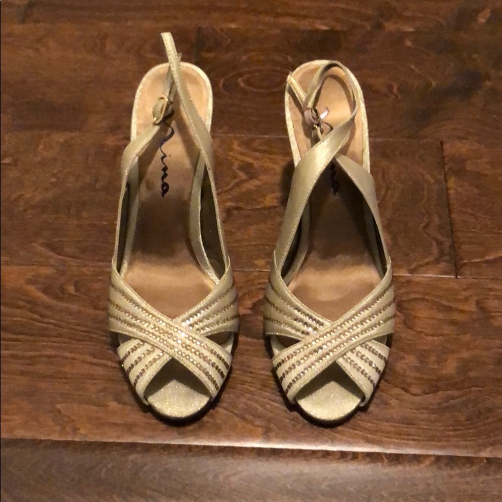 Nina gold sling back heels